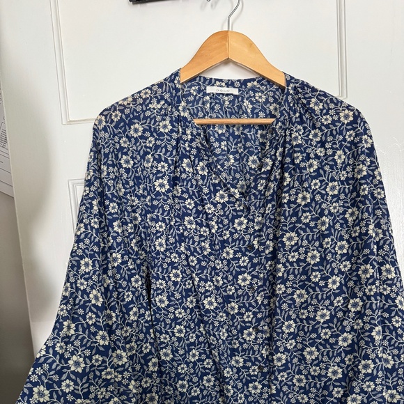 Doen Tops - Ballon Sleeve Doen Blue Paisley Shirt